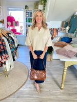 Dropped Shoulder Short Sleeve Button Cardigan