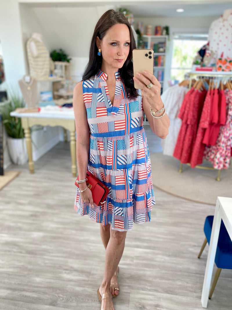 THML Mixed Stripe Sleeveless Mini Dress