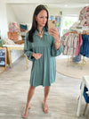 Linen Blend Collared Babydoll Mini Dress