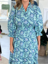 Floral Print Ruffle Surplice Neck Midi Dress