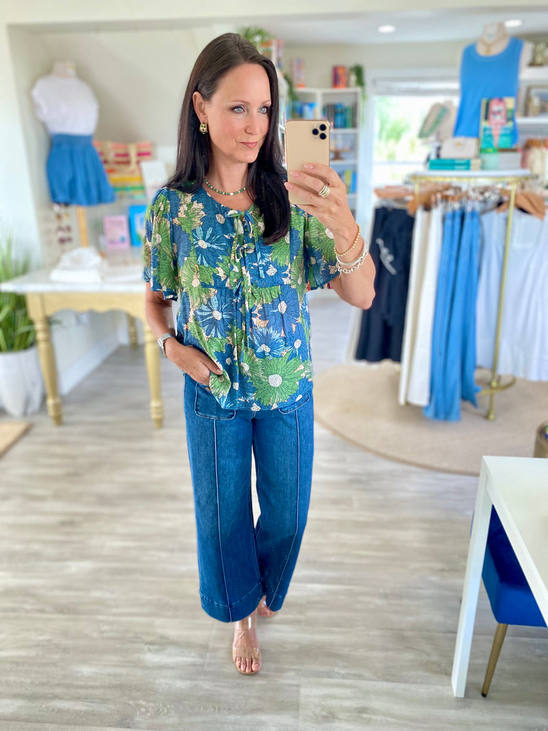 Floral Print Front Tie Top