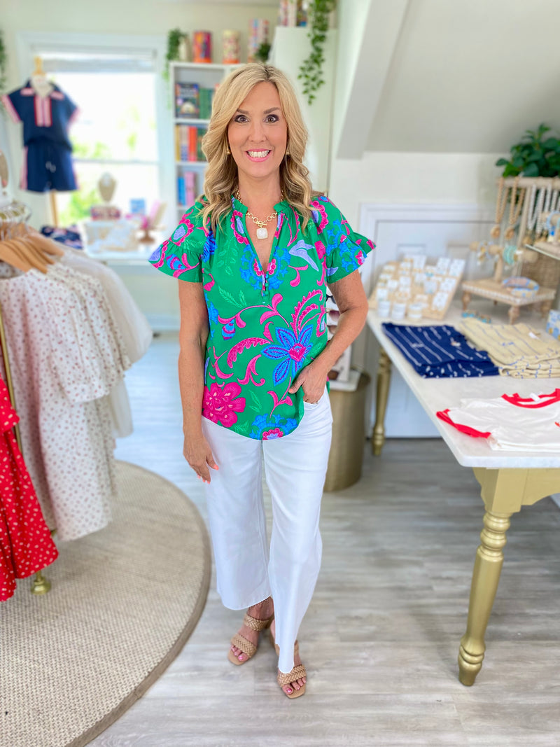 Floral Macy Ruffle Top