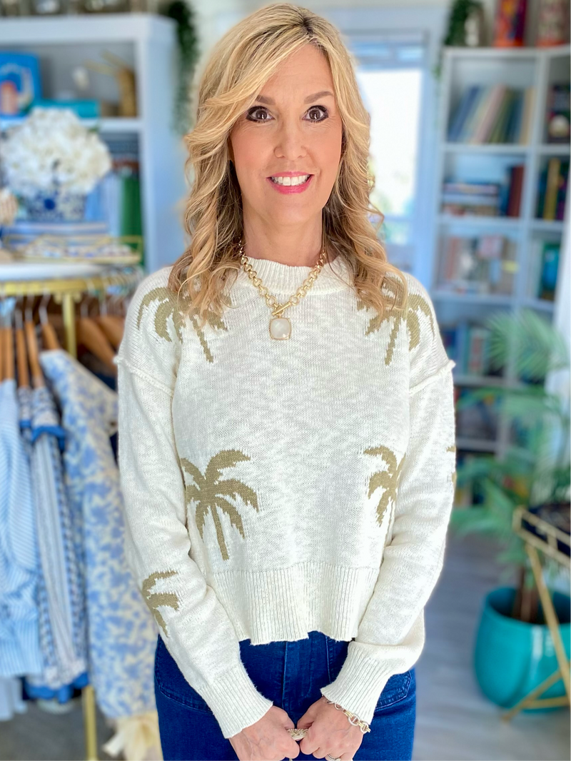 Palm Tree Cropped Sweater