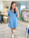 Denim Button Down Shift Dress