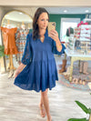 Floral Contrast Sleeve Tiered Dress