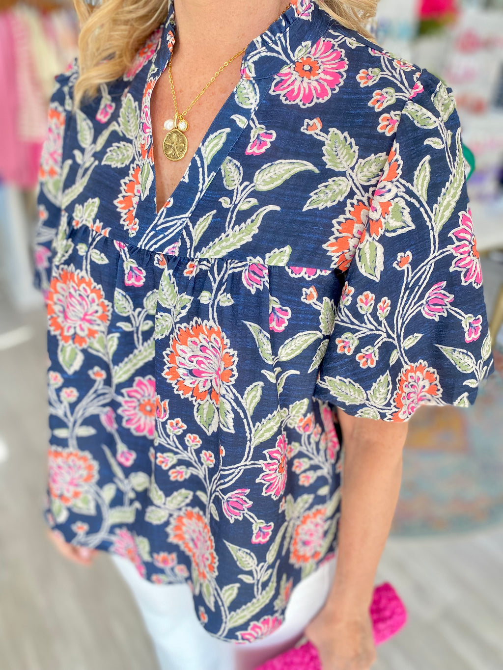 Floral Print Puff Sleeve Top