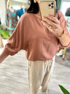 Dropped Shoulder 3/4 Sleeve Woven Top