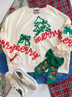 "MERRY" Christmas Tree Thread Sweatshirt