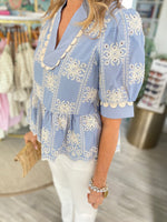 Floral Embroidered Peplum Top