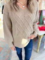 Latice Pattern V Neck Pullover