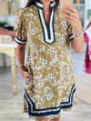 Contrast Binding Floral Print Mini Dress