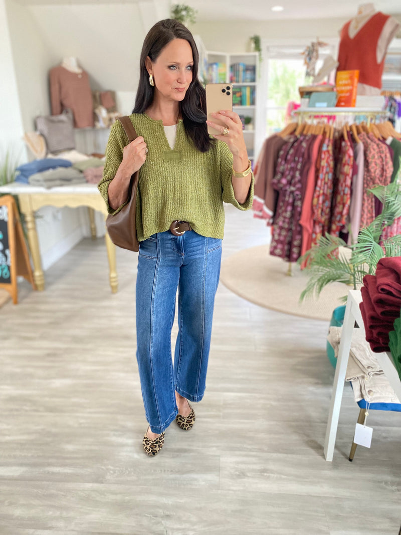 Slouchy Cropped V-Neck Sweater