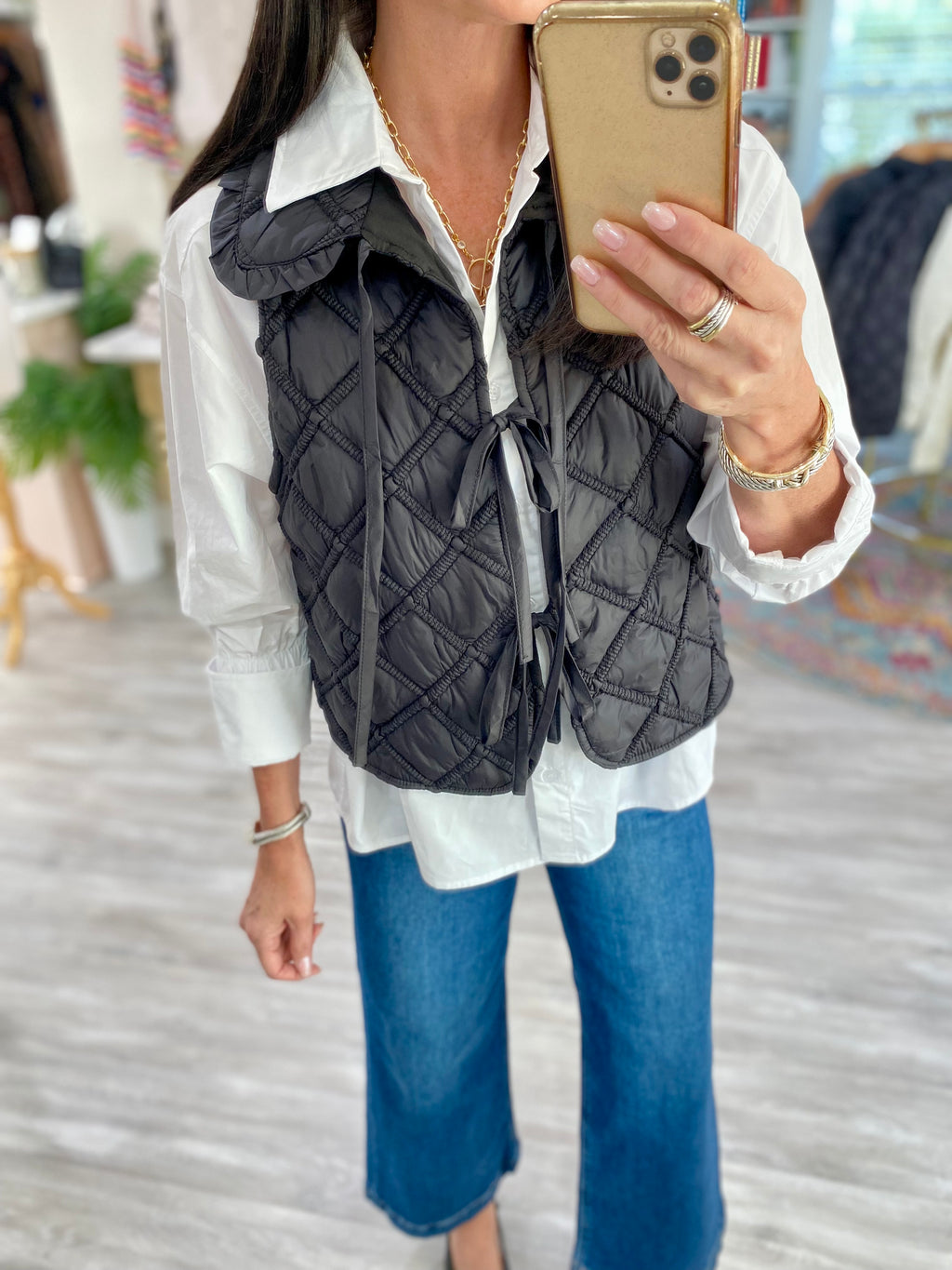 Quilted Front Tie Vest