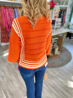 3/4 Sleeve Side Stripe Sweater