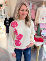 Floral Stitch Embroidery Sweater