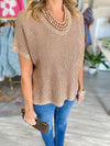 Metallic Foil Short Sleeve Sweater Top