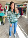 1/4 Zip Print Pullover Sweater