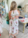 THML Floral and Border Print Halter Midi Dress