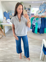 Ribbed High Neck Half Zip Top
