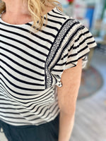 Knit Stripe Smocked Shoulder Top