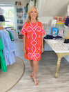 THML Embroidered Short Sleeve Mini Dress