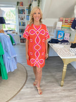 THML Embroidered Short Sleeve Mini Dress
