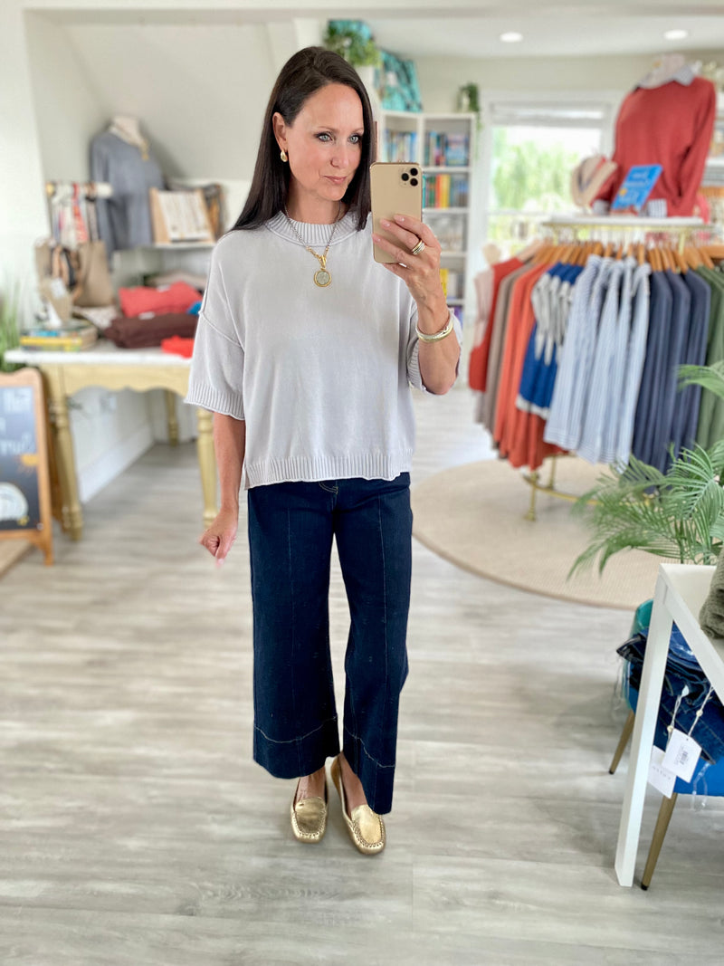 Crew-neck Drop Shoulder Sweater