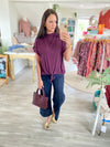 Short Sleeve Drawstring Waist Knit Top
