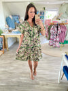 Abstract Print Front Tie Mini Dress