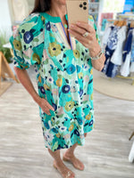Abstract Floral Poplin Mini Dress