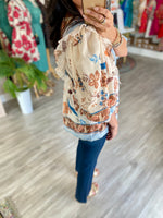 Mixed Print Front Tie Top