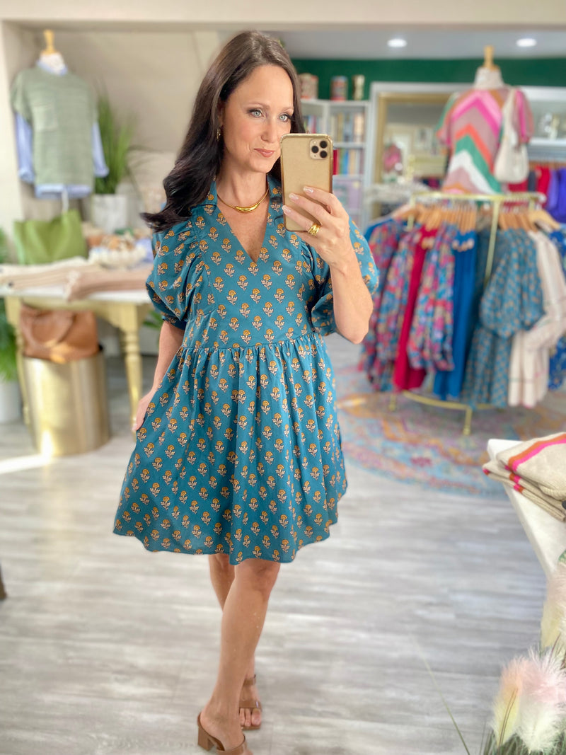 Floral Print Puff Sleeve Dress