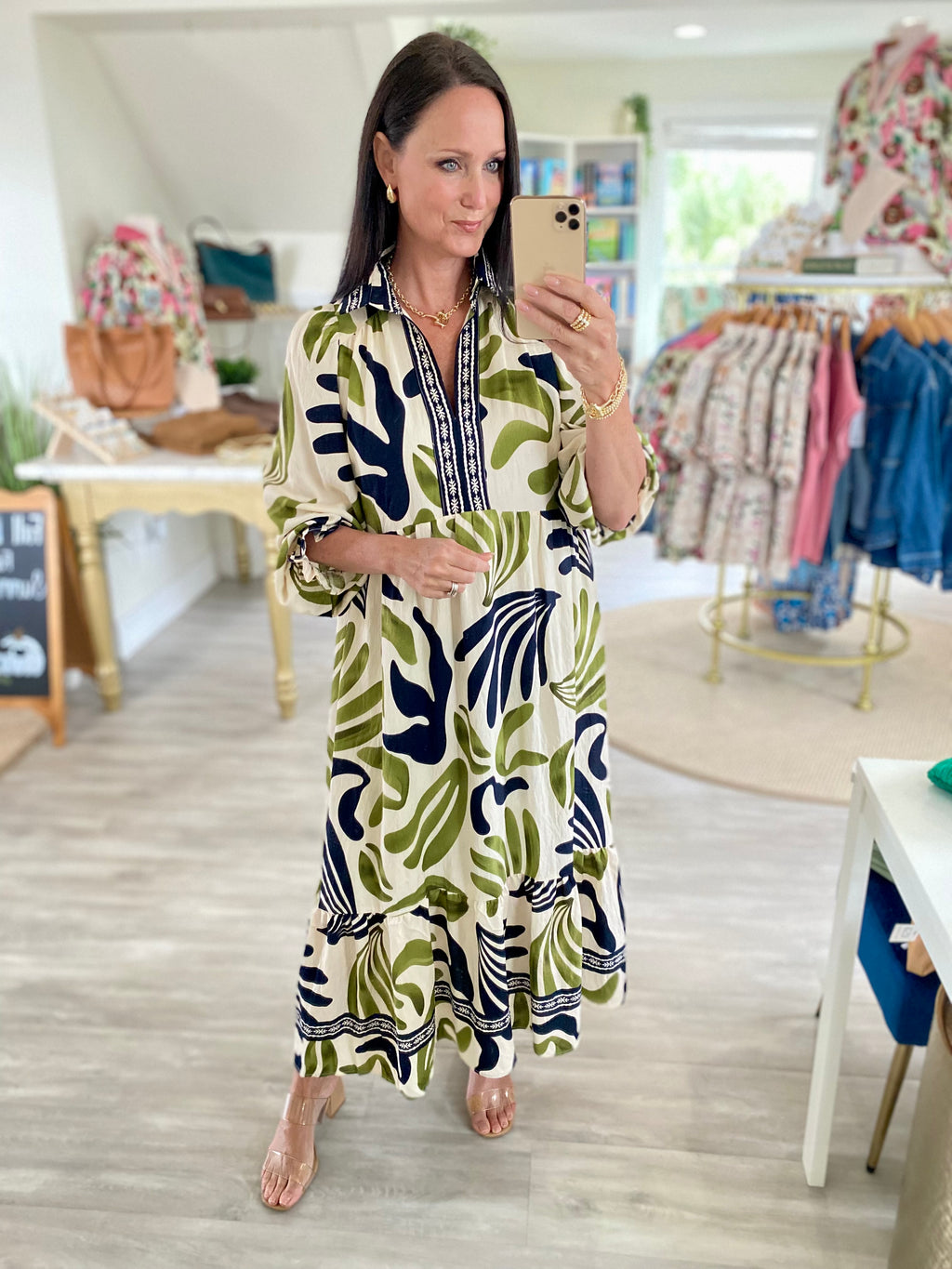 Boho Leafy Print Maxi Dress