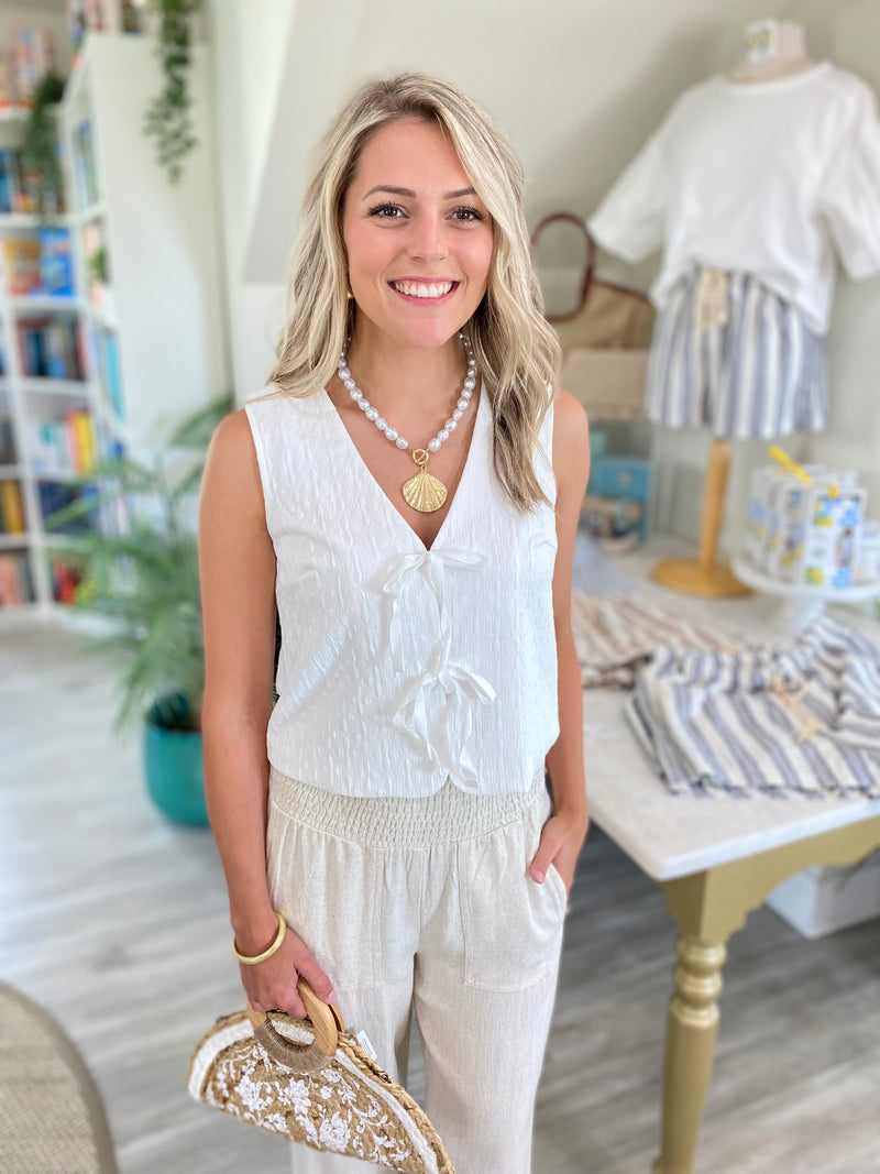 Textured Front Tie Vest