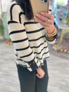 Striped 3/4 Sleeve Knit Top