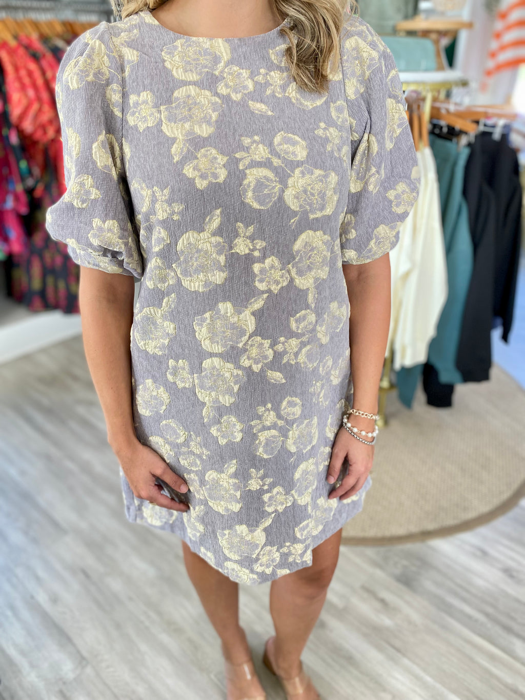 Floral Jacquard Mini Dress