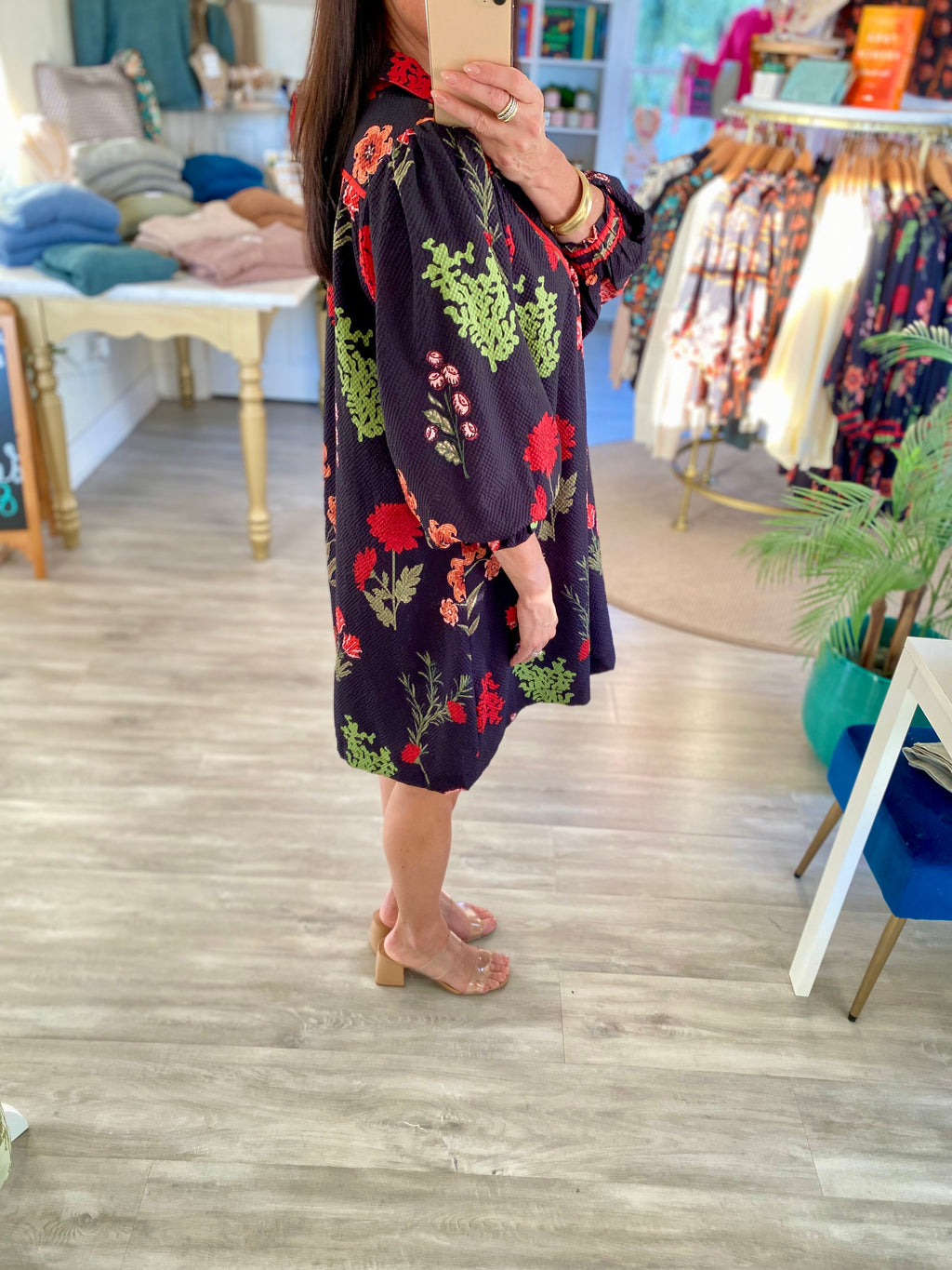 Botanical Floral Collared Shift Dress