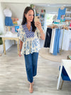 Boho Print Puff Sleeve Blouse