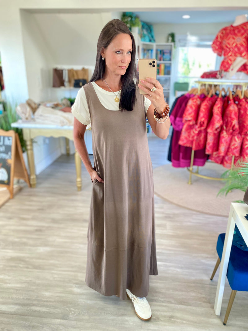 Scoop Back Cotton Knit Maxi Dress