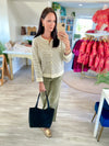 Lightweight Striped Button-Front Cardigan