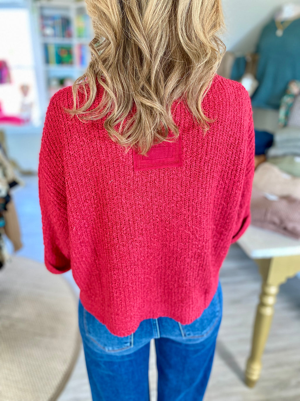 Slouchy Cropped V-Neck Sweater