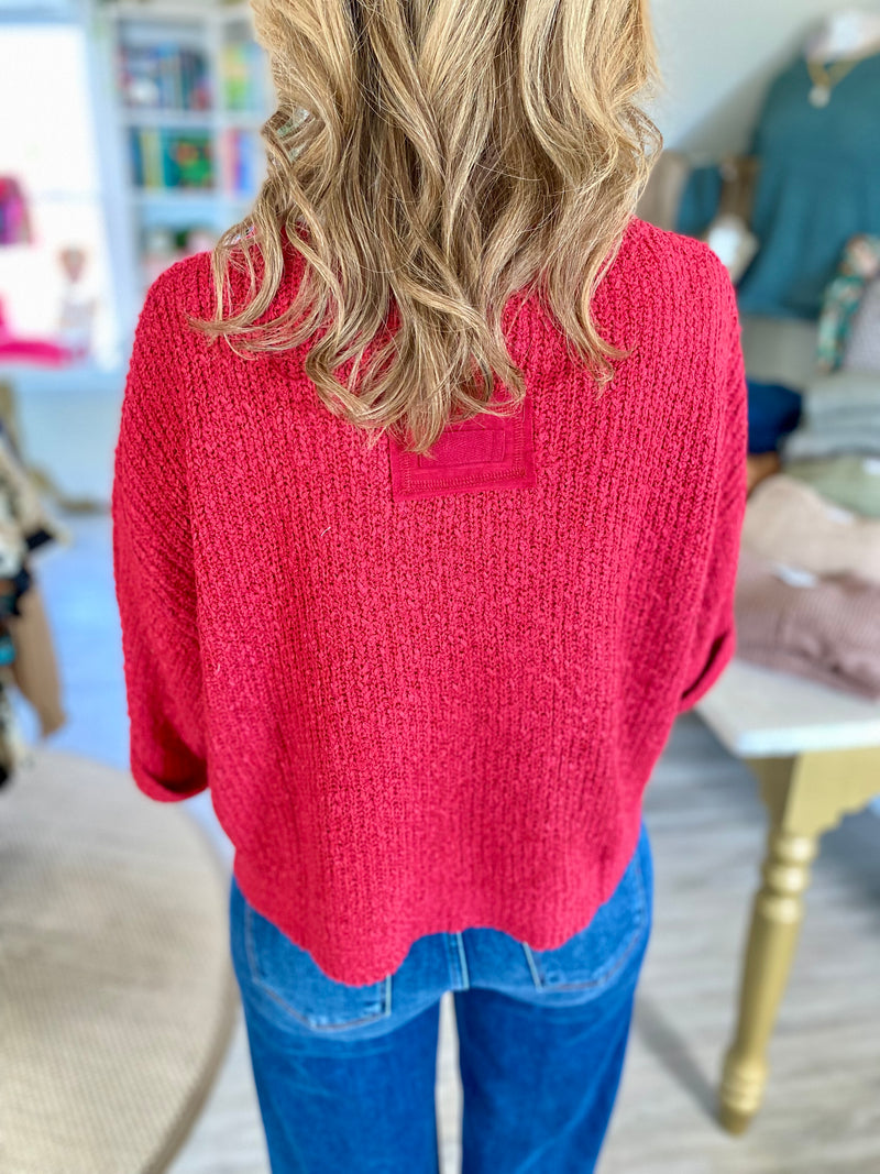 Slouchy Cropped V-Neck Sweater