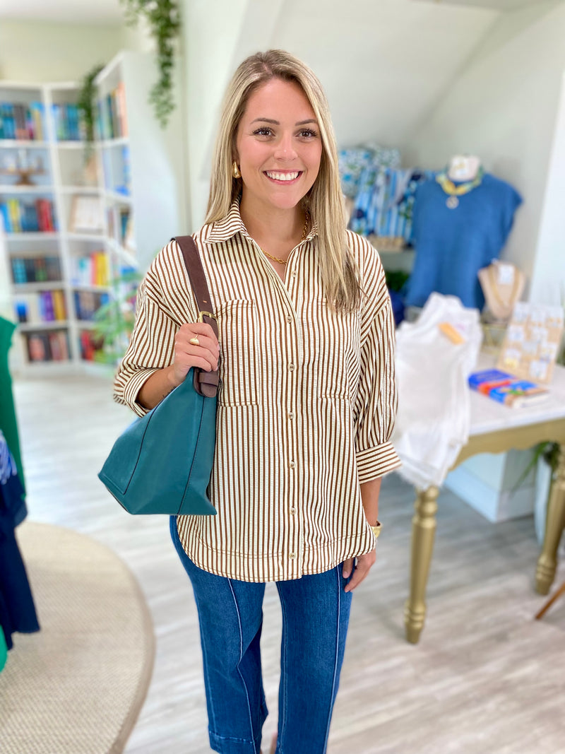 Stripe Front Pocket Top