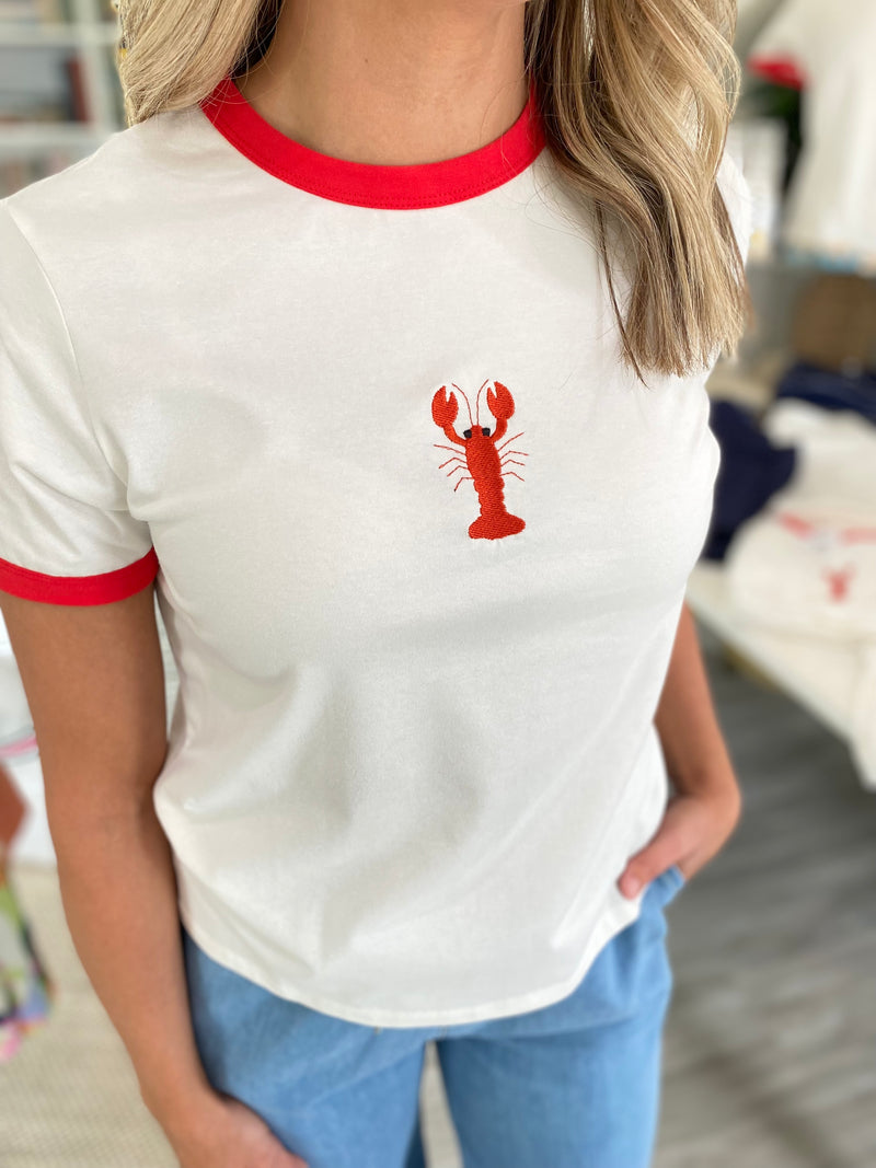 Lobster Embroidered Crew Neck Tee