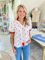 Strawberry Embroidered Gauze Top