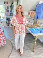 Boho Print Puff Sleeve Blouse