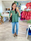 Washed 3/4 Sleeve Boxy Sweater
