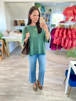 Washed 3/4 Sleeve Boxy Sweater