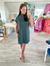 Short Sleeve Mock Neck Knit Mini Dress