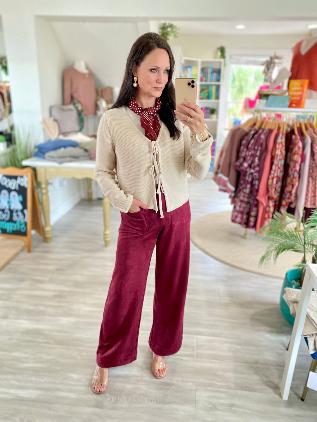 Front Tie Long Sleeve Cardigan